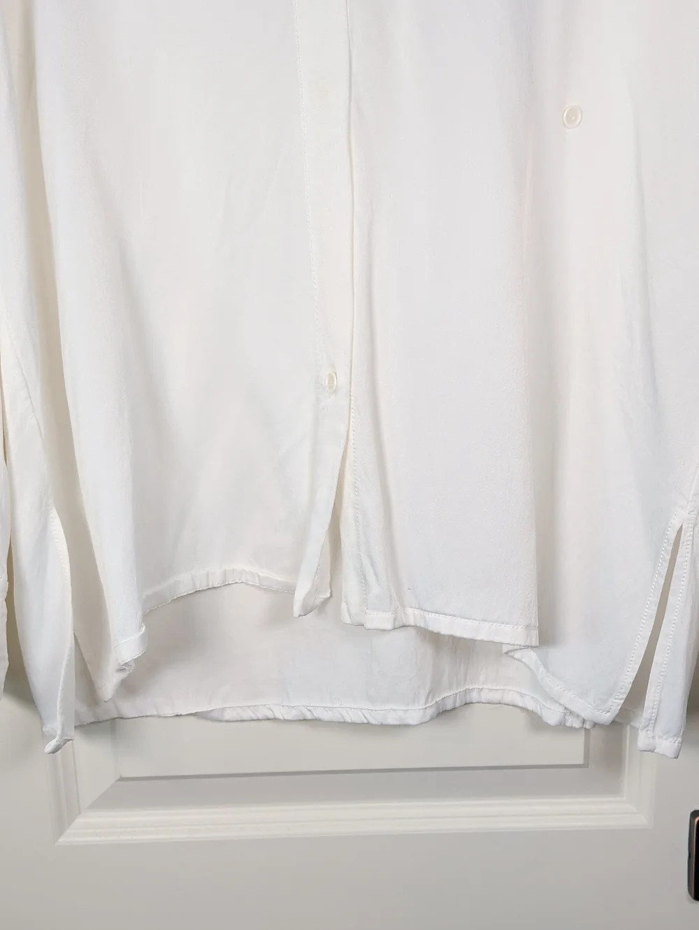 Zara White Button-Up Silk Blouse - Picture 9 of 11